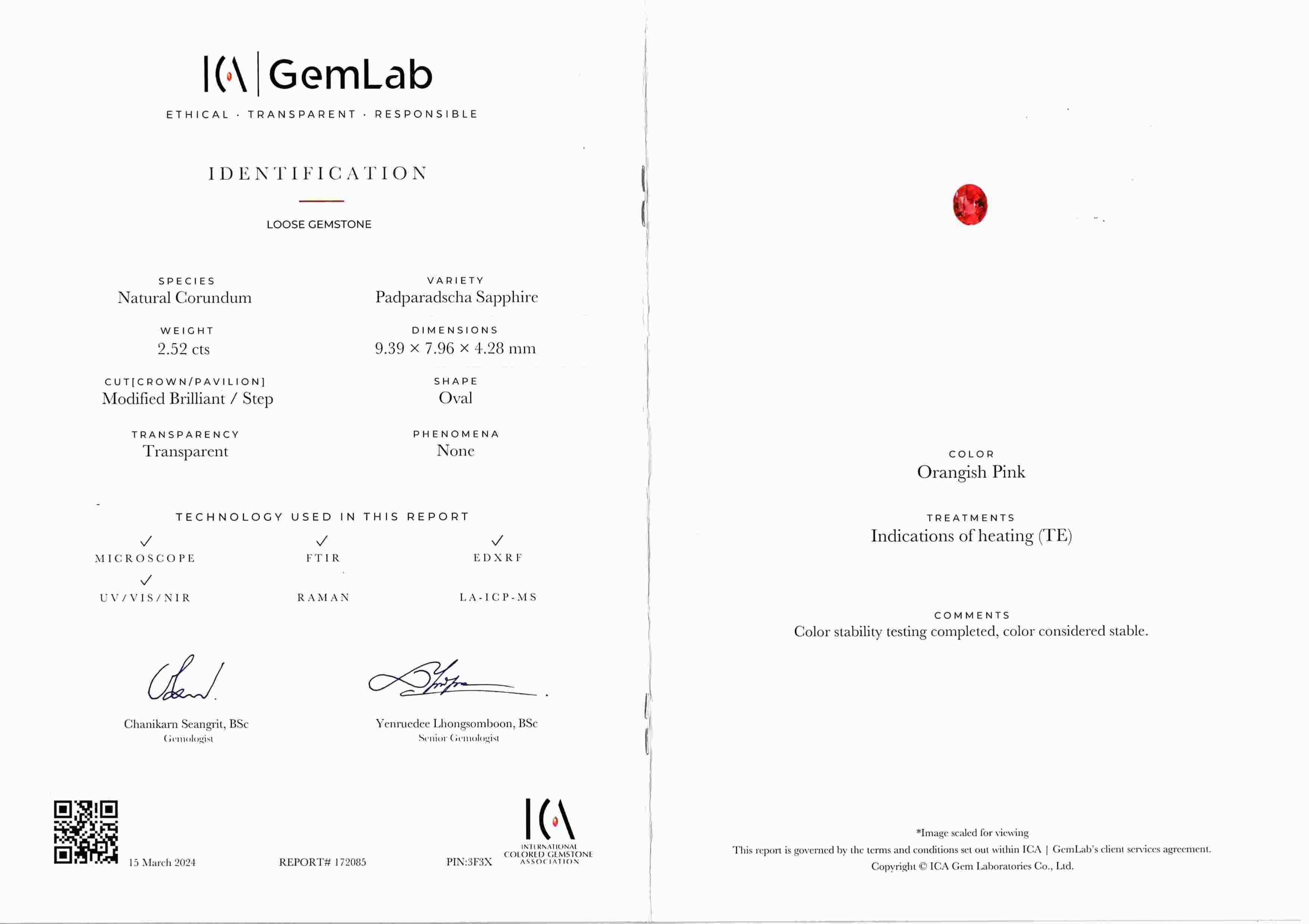 2.52 Ct. Padparadscha Sapphire from Madagascar