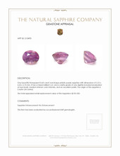 0.60 Ct. Pinkish Purple Sapphire from Ceylon (Sri Lanka) Appraisal