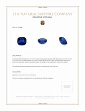 1.27 Ct. Blue Sapphire from Ceylon (Sri Lanka) Appraisal
