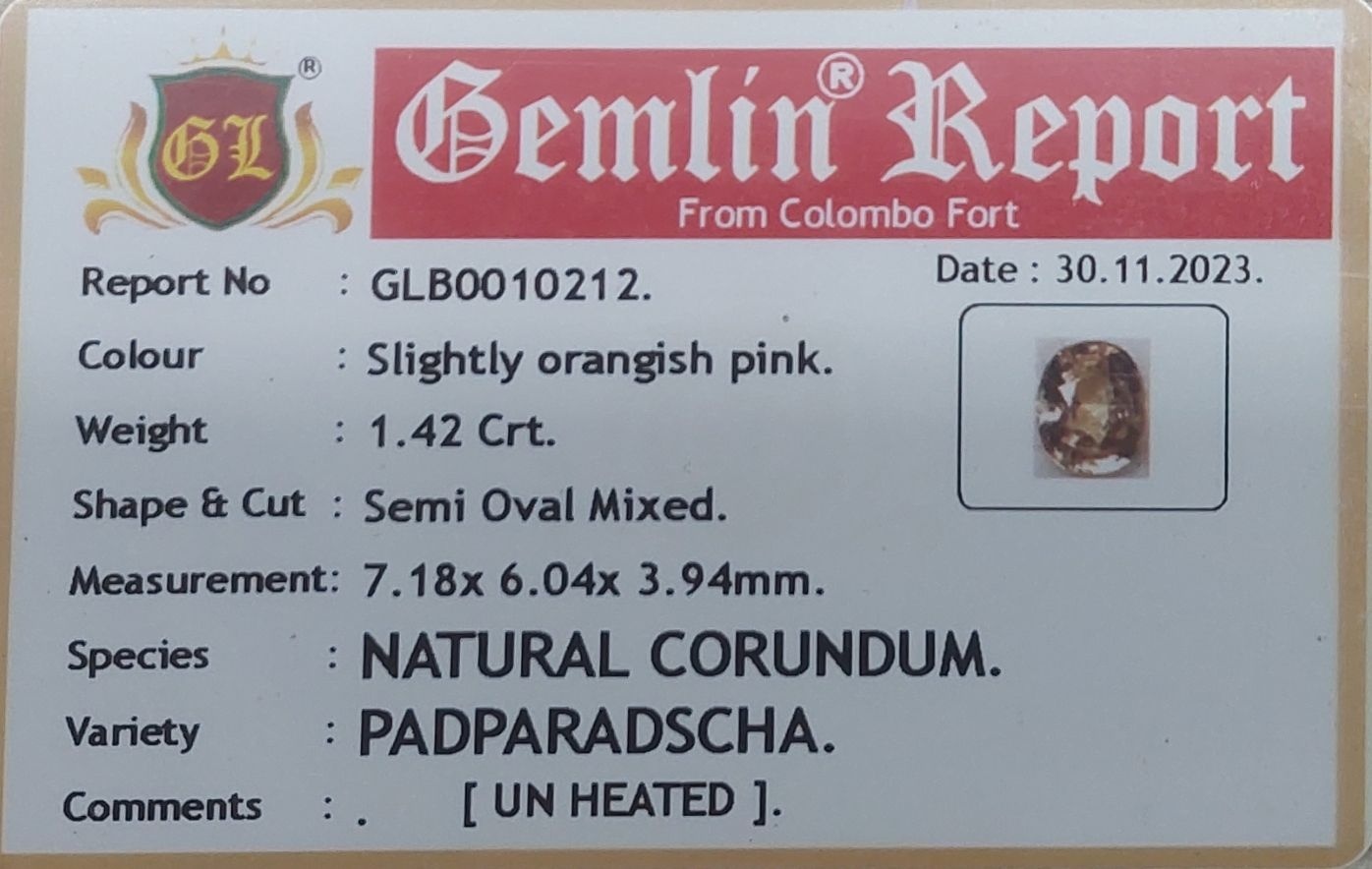 1.41 Ct. Padparadscha Sapphire from Madagascar