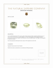 2.04 Ct. Greenish Yellow Sapphire from Ceylon (Sri Lanka) Appraisal
