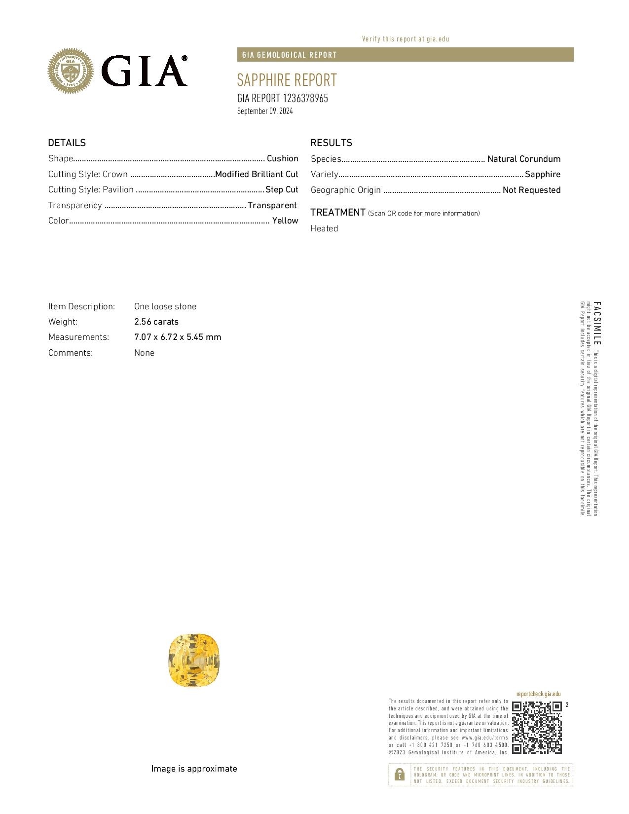 2.56 Ct. Yellow Sapphire from Ceylon (Sri Lanka)