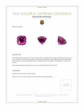 0.75 Ct. Purplish Pink Sapphire from Ceylon (Sri Lanka) Appraisal