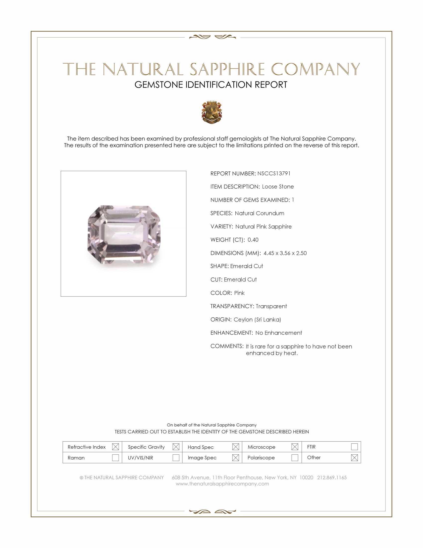 0.40 Ct. Pink Sapphire from Ceylon (Sri Lanka)