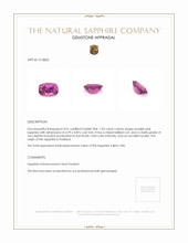 1.02 Ct. Purplish Pink Sapphire from Thailand Appraisal