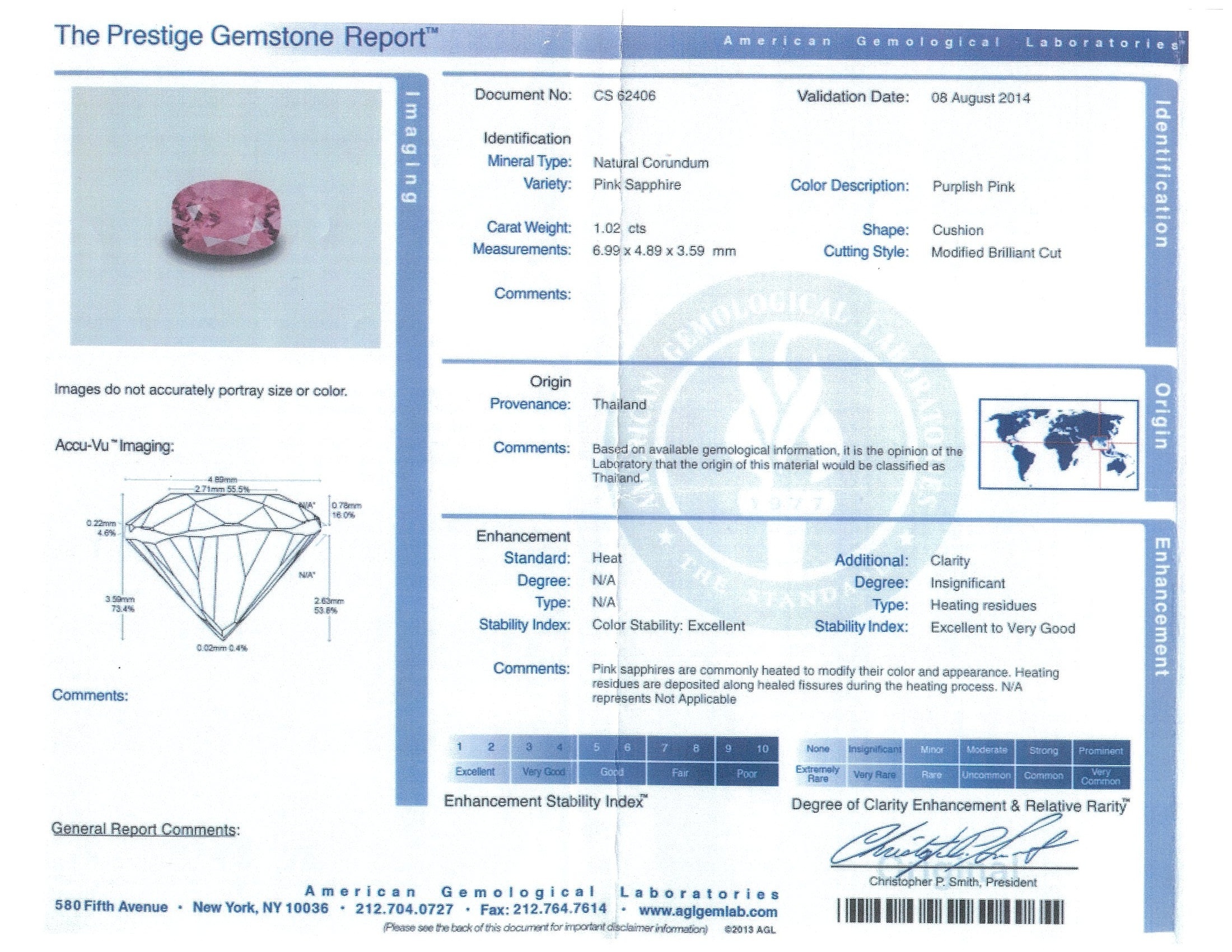 1.02 Ct. Purplish Pink Sapphire from Thailand
