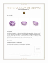 1.57 Ct. Pinkish Purple Sapphire from Ceylon (Sri Lanka) Appraisal
