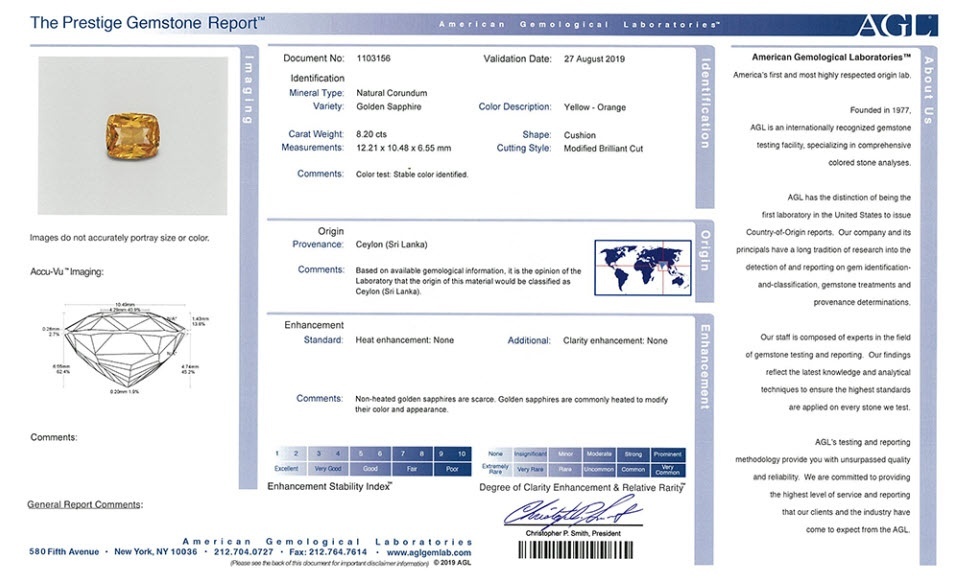 8.20 Ct. Yellowish Orange Sapphire from Ceylon (Sri Lanka)