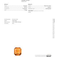 10.53 Ct. Orange Sapphire from Ceylon (Sri Lanka) Scan Report