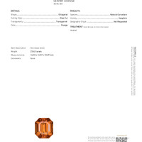 23.62 Ct. Orange Sapphire from Ceylon (Sri Lanka) Scan Report