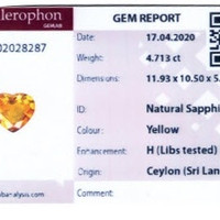4.71 Ct. Orangish Yellow Sapphire from Ceylon (Sri Lanka) Scan Report