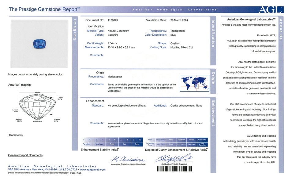9.04 Ct. Blue Sapphire from Madagascar