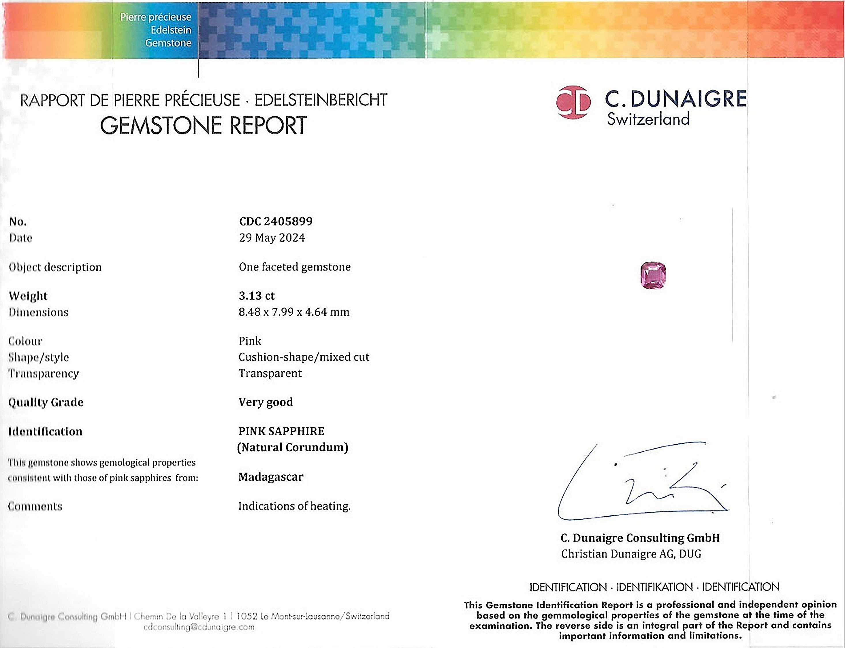 3.13 Ct. Pink Sapphire from Madagascar