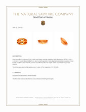 0.94 Ct. Orange Sapphire from Ceylon (Sri Lanka) Appraisal