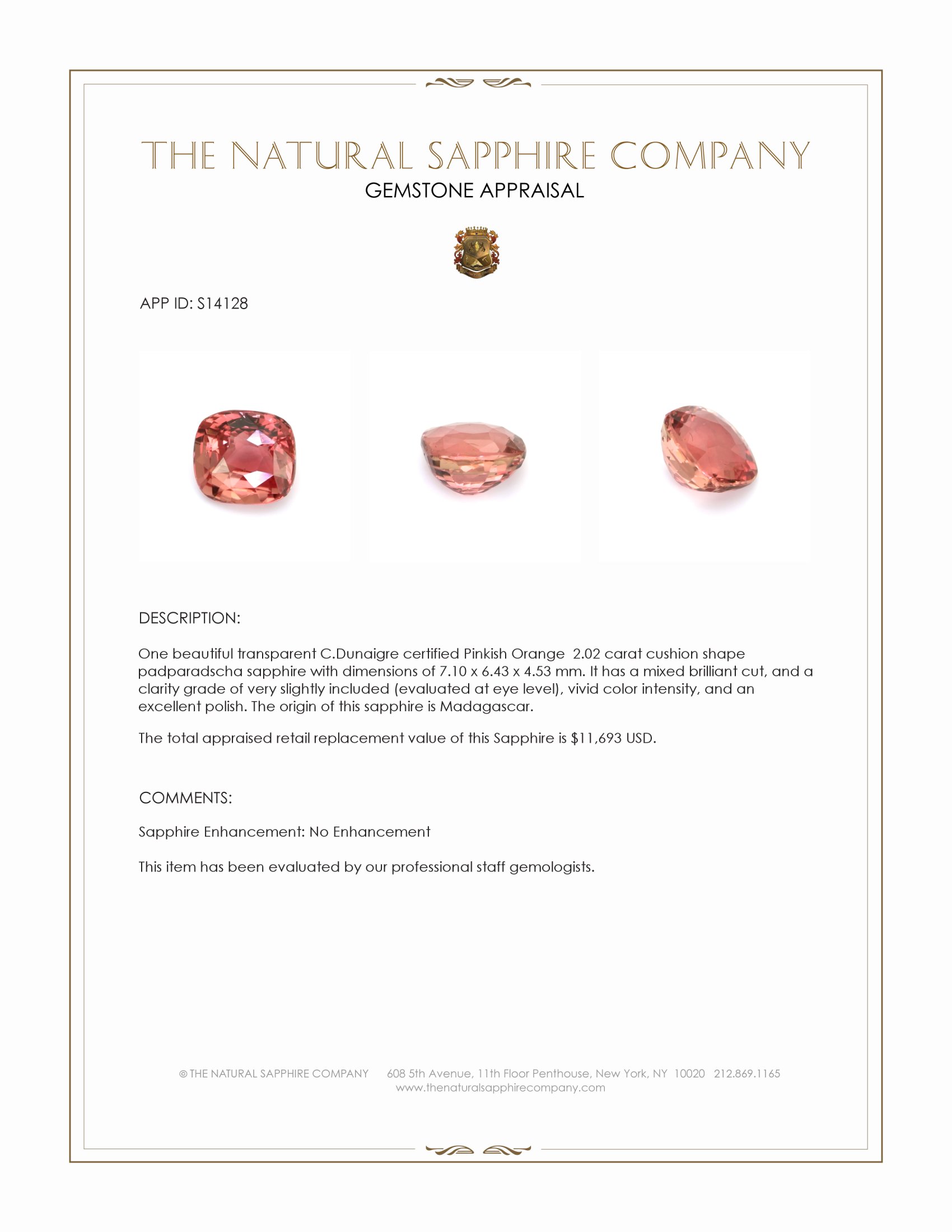 2.02 Ct. Padparadscha Sapphire from Madagascar