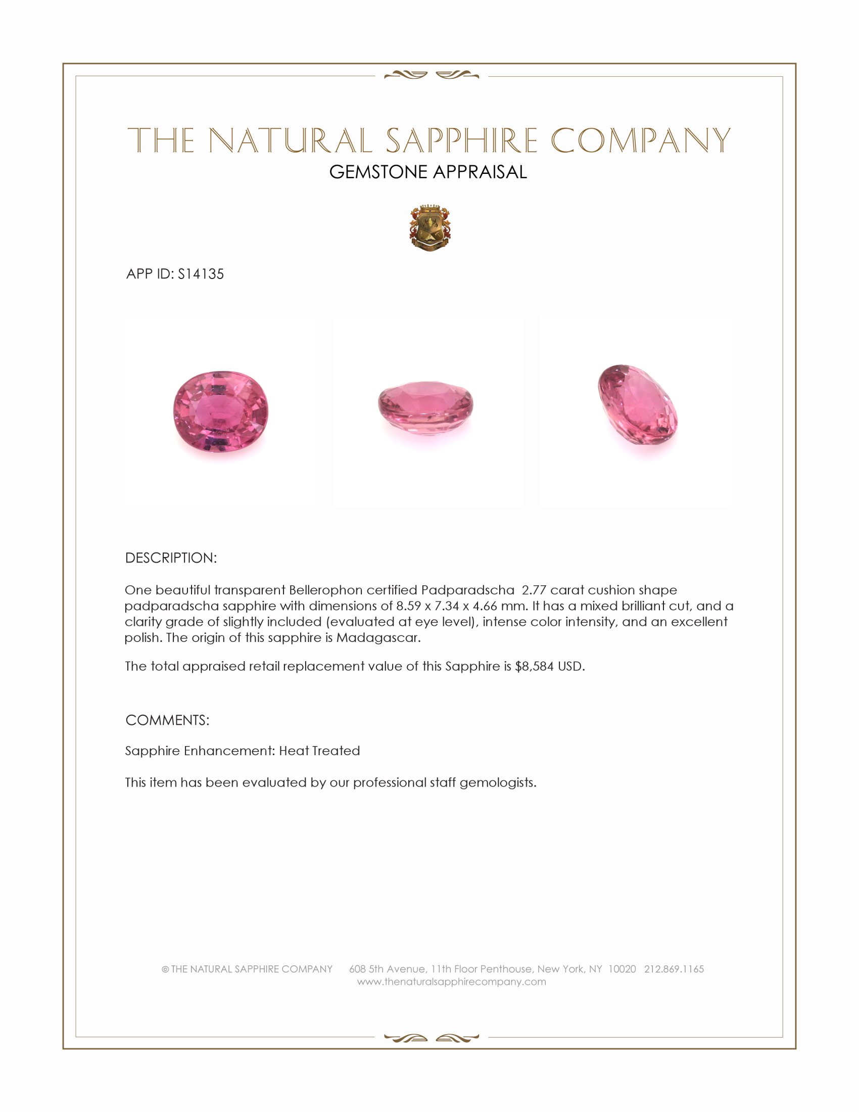 2.77 Ct. Padparadscha Sapphire from Madagascar