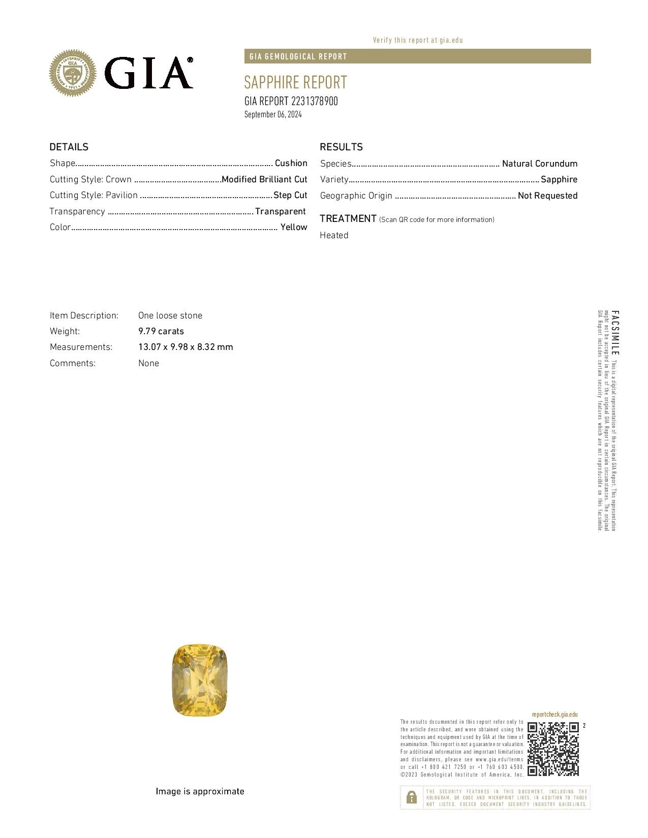 9.79 Ct. Yellow Sapphire from Ceylon (Sri Lanka)