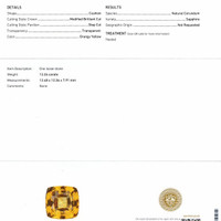 12.26 Ct. Orangish Yellow Sapphire from Ceylon (Sri Lanka) Scan Report