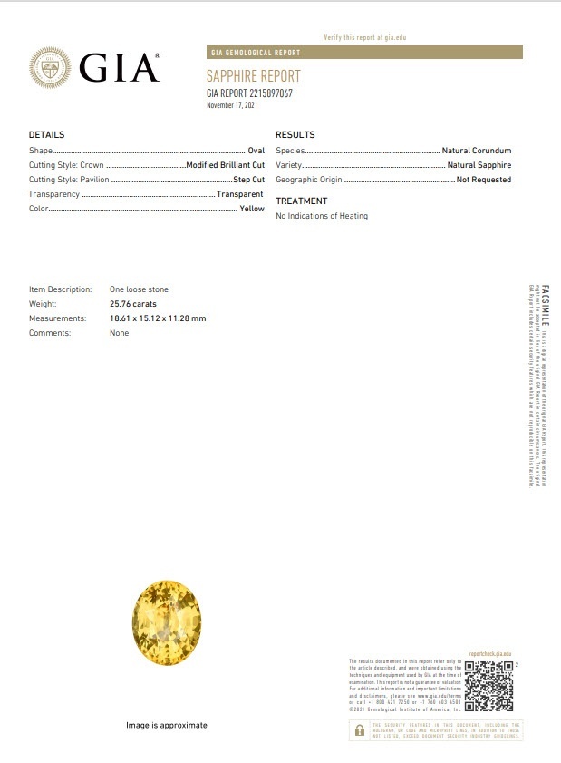 25.76 Ct. Yellow Sapphire from Ceylon (Sri Lanka)