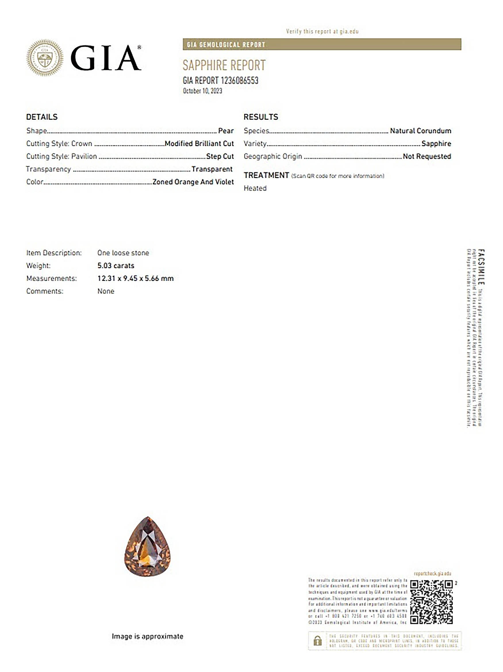 5.03 Ct. Bi Color Sapphire from Ceylon (Sri Lanka)