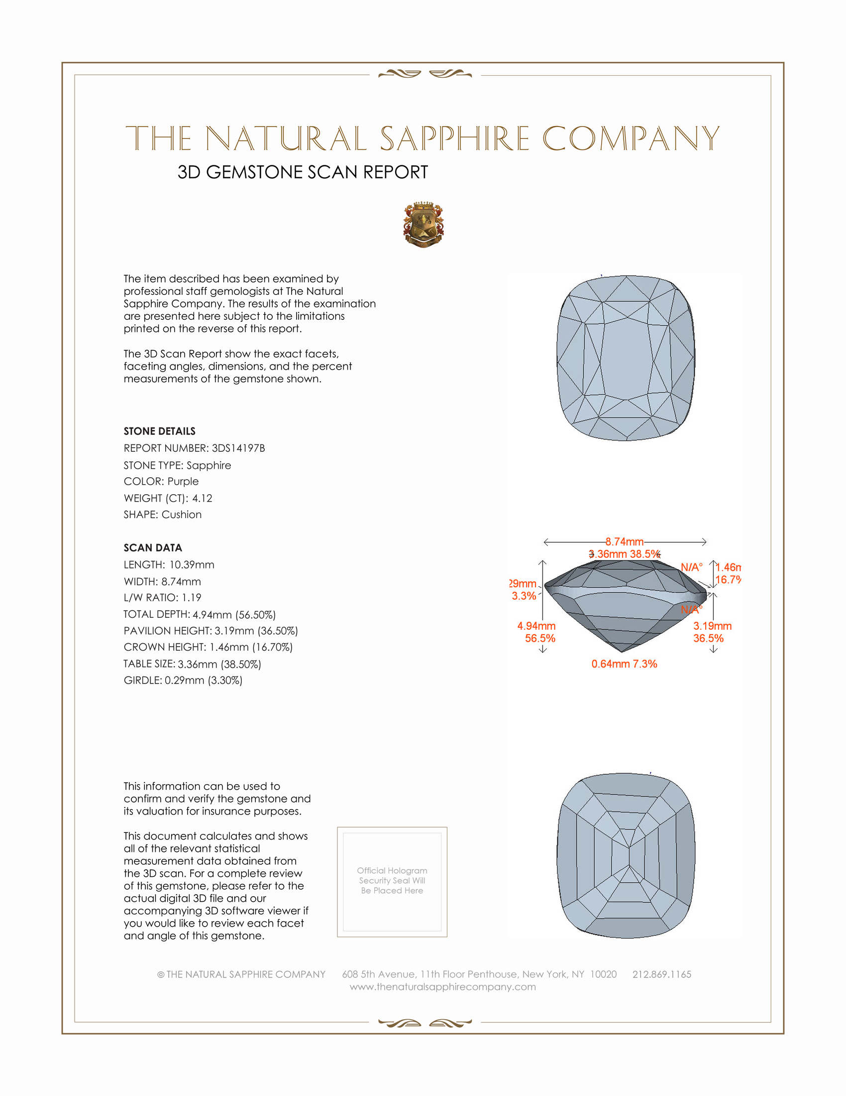 4.12 Ct. Purple Sapphire from Ceylon (Sri Lanka)