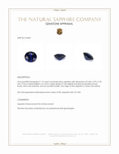 1.13 Ct. Blue Sapphire from Ceylon (Sri Lanka) Appraisal