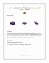 1.40 Ct. Purple Sapphire from Ceylon (Sri Lanka) Appraisal