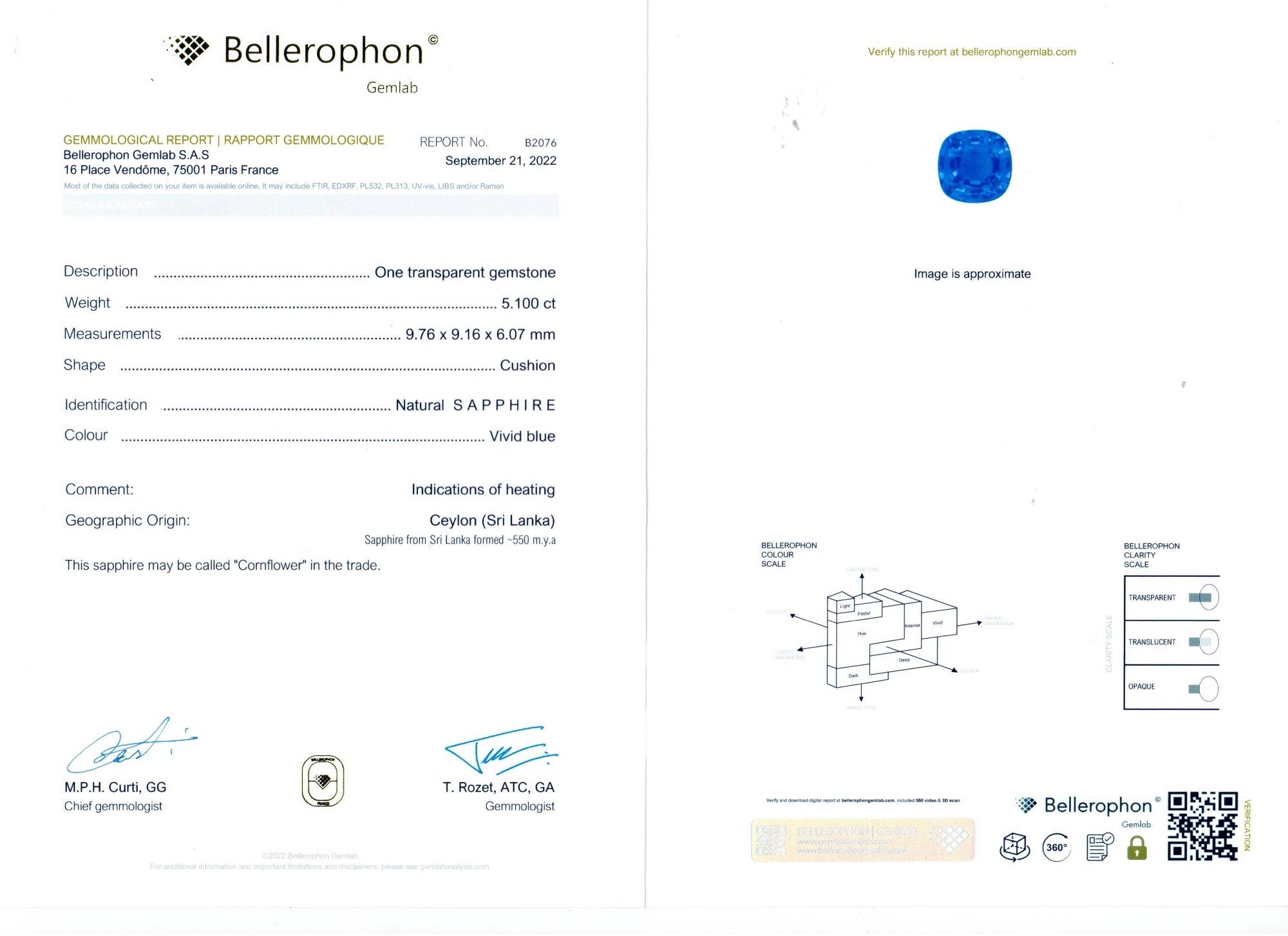 5.10 Ct. Blue Sapphire from Ceylon (Sri Lanka)