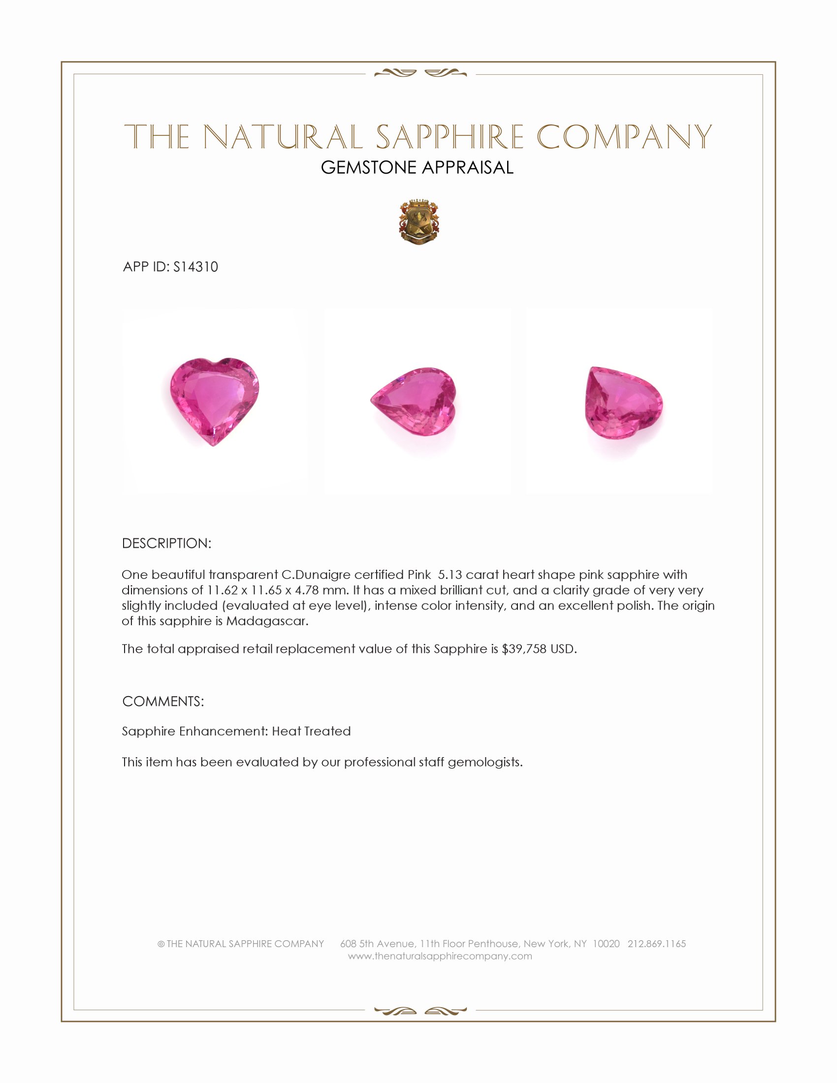 5.13 Ct. Pink Sapphire from Madagascar