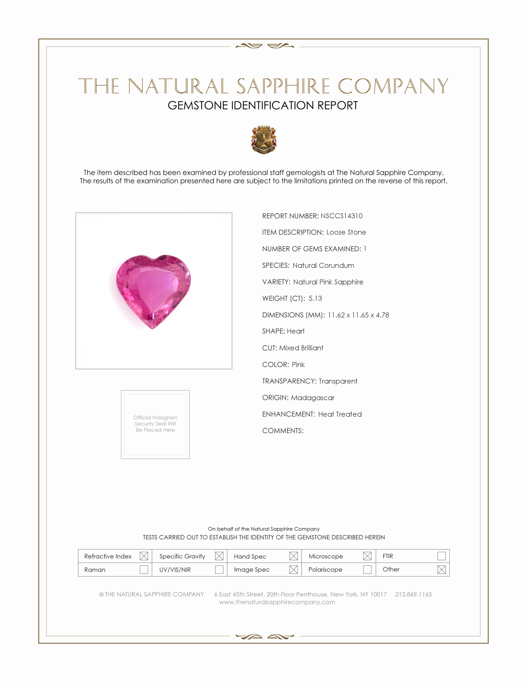 5.13 Ct. Pink Sapphire from Madagascar