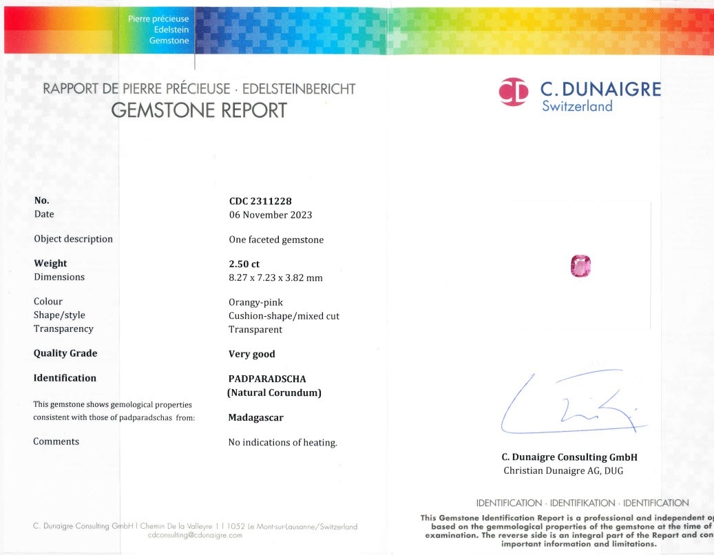 2.50 Ct. Padparadscha Sapphire from Madagascar