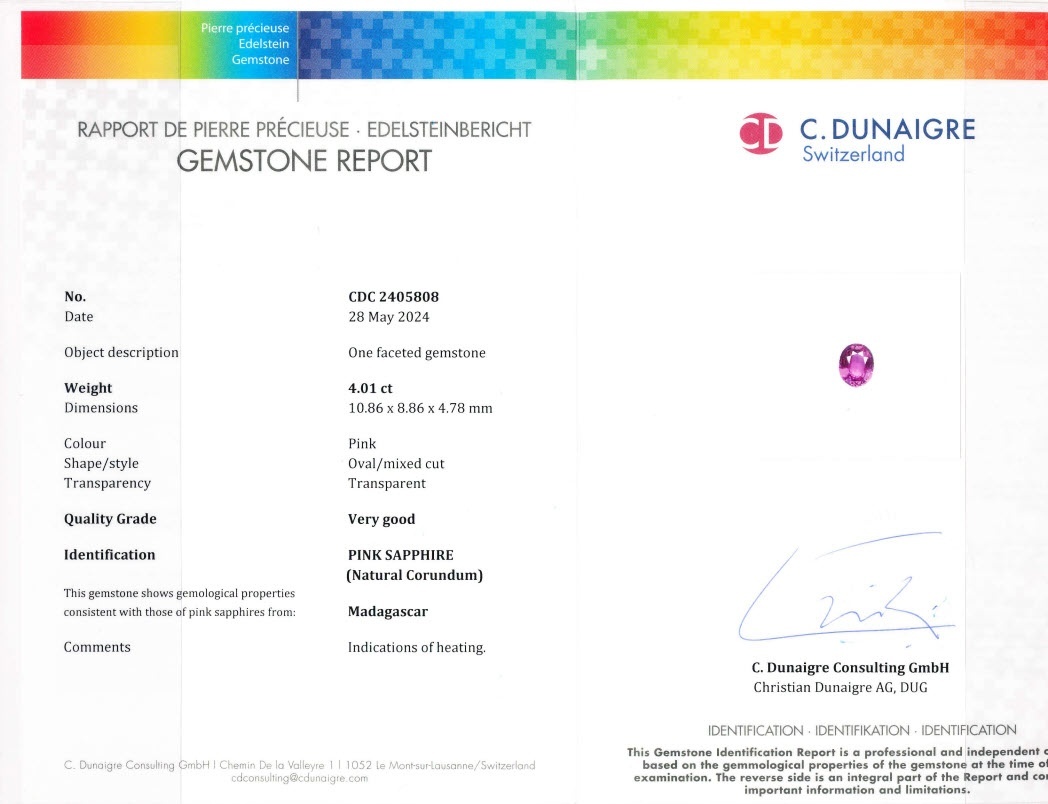 4.01 Ct. Pink Sapphire from Madagascar