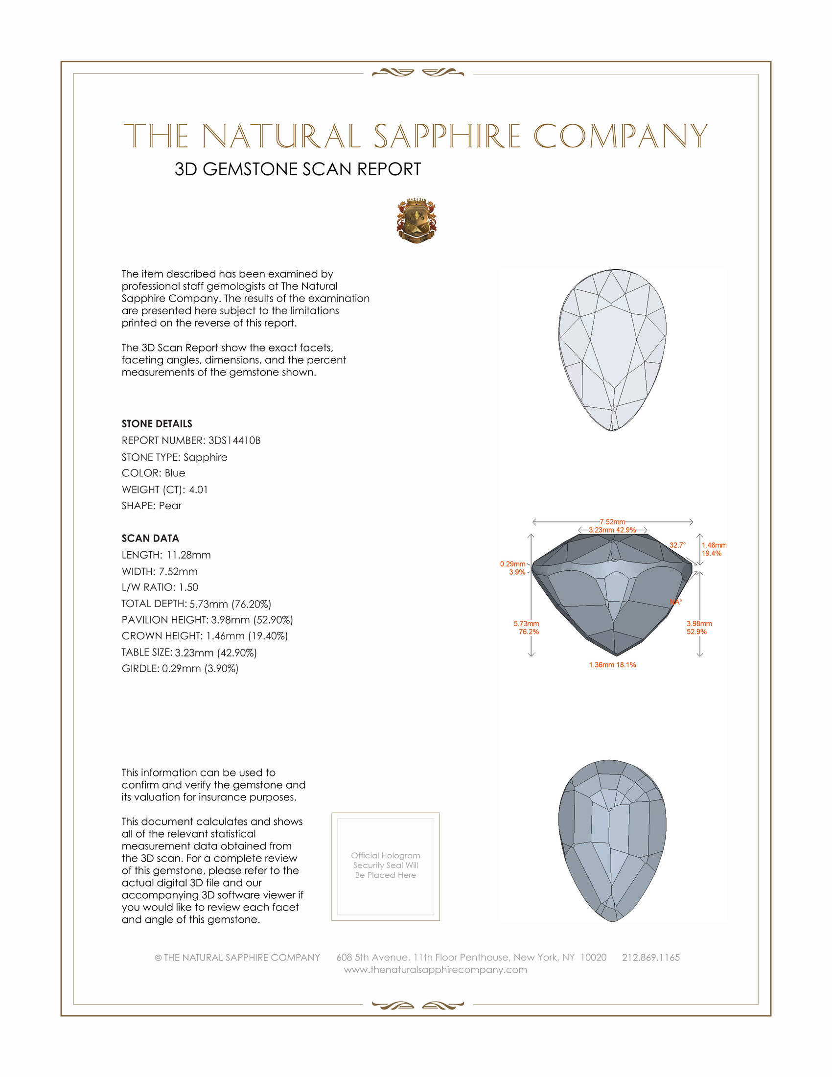 4.01 Ct. Blue Sapphire from Ceylon (Sri Lanka)