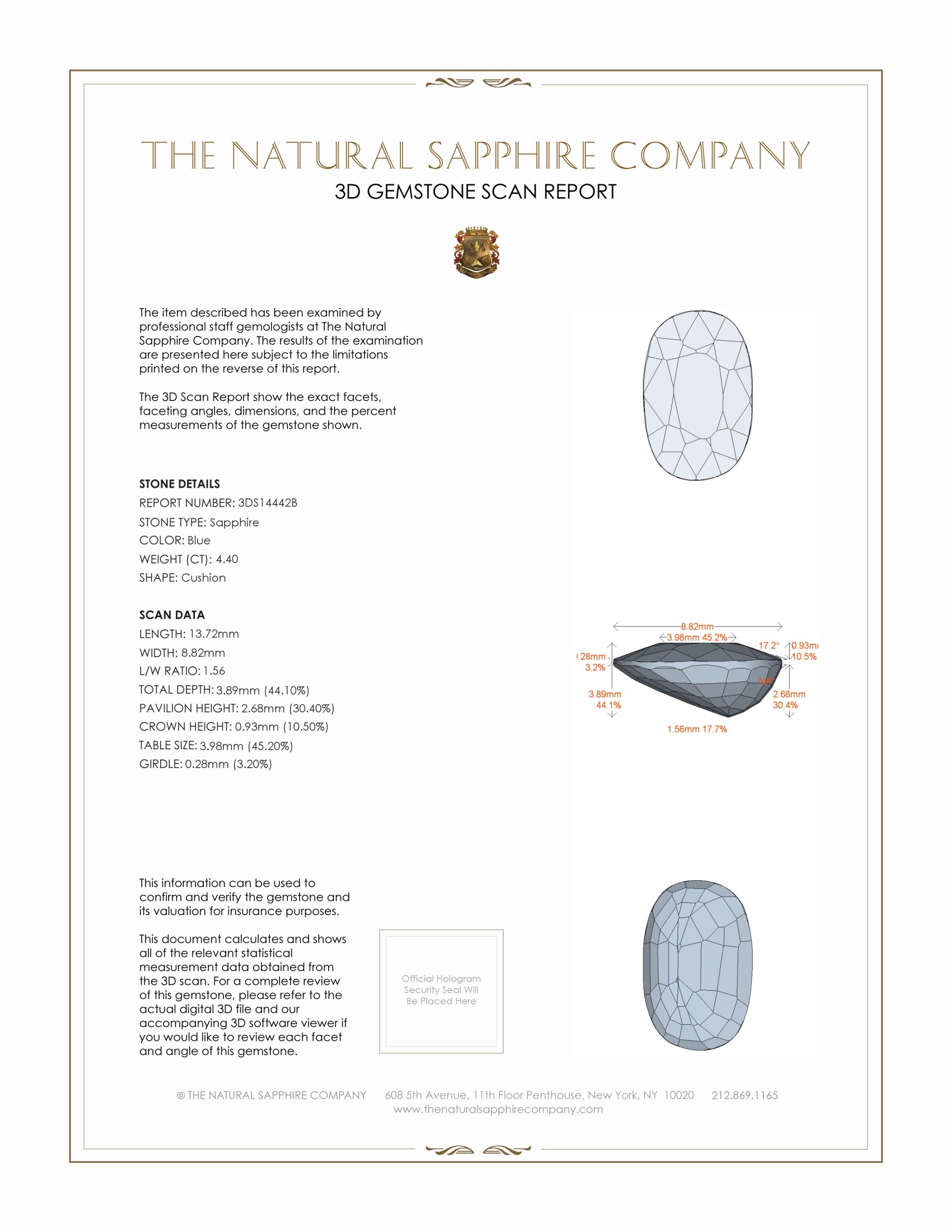 4.40 Ct. Blue Sapphire from Burma (Myanmar)