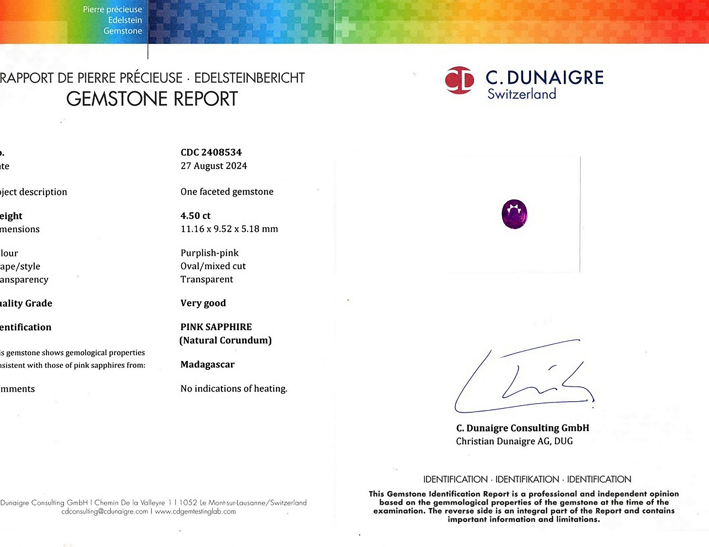 4.50 Ct. Purplish Pink Sapphire from Madagascar