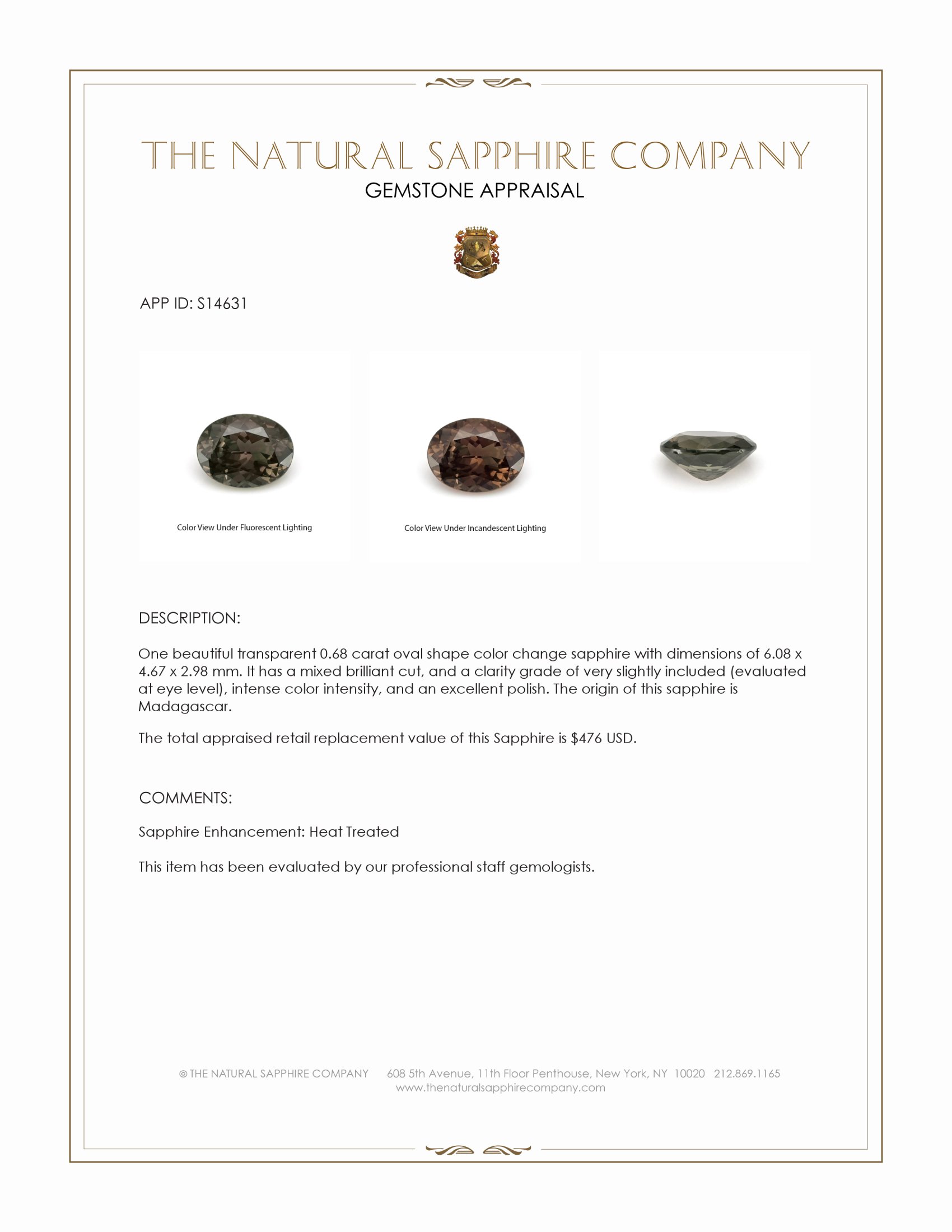 0.68 Ct. Color Change Sapphire from Madagascar