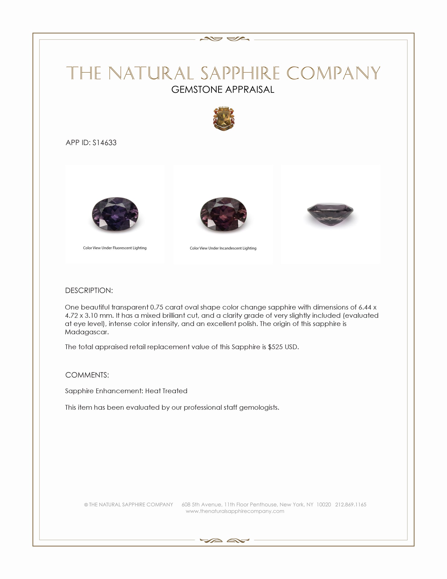 0.75 Ct. Color Change Sapphire from Madagascar