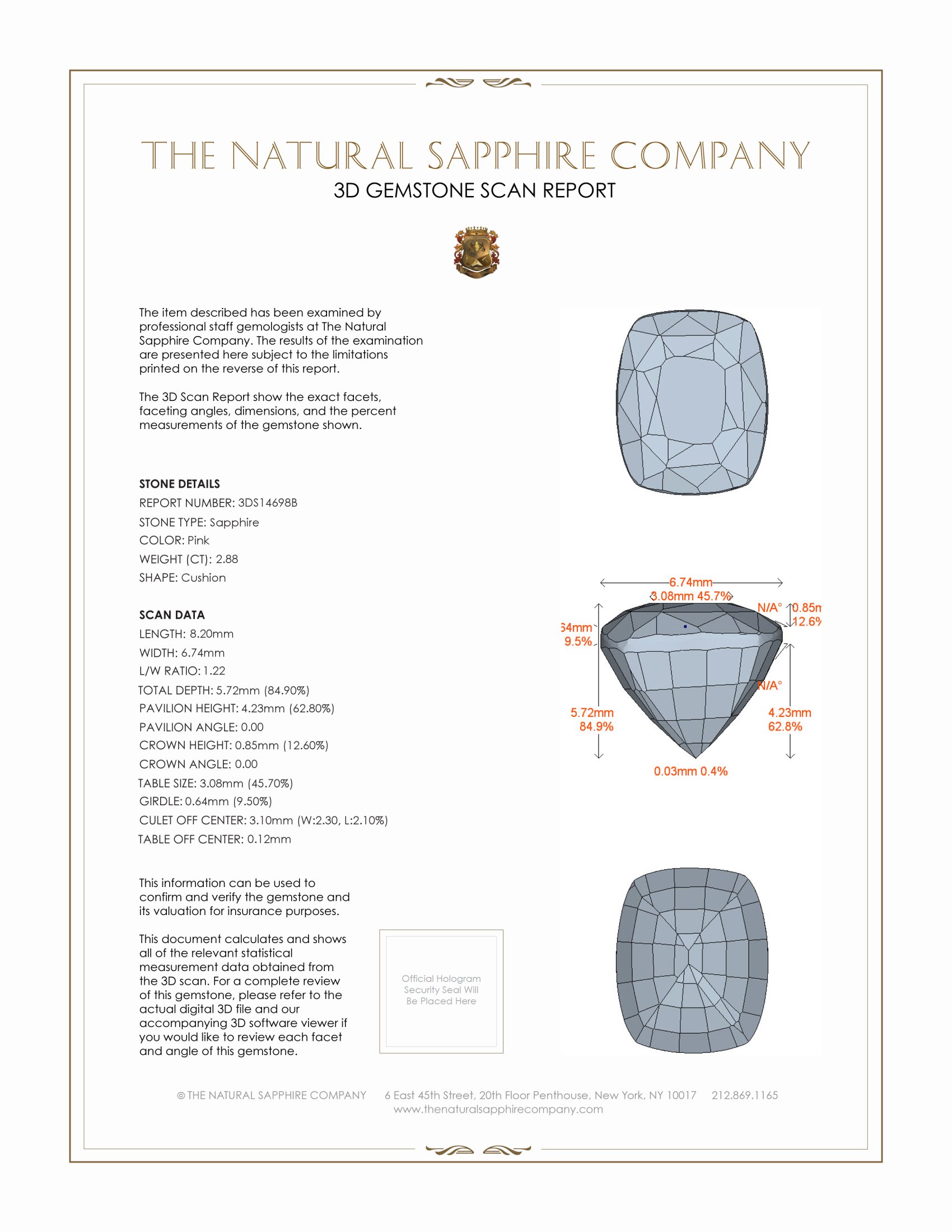 2.88 Ct. Pink Sapphire from Ceylon (Sri Lanka)