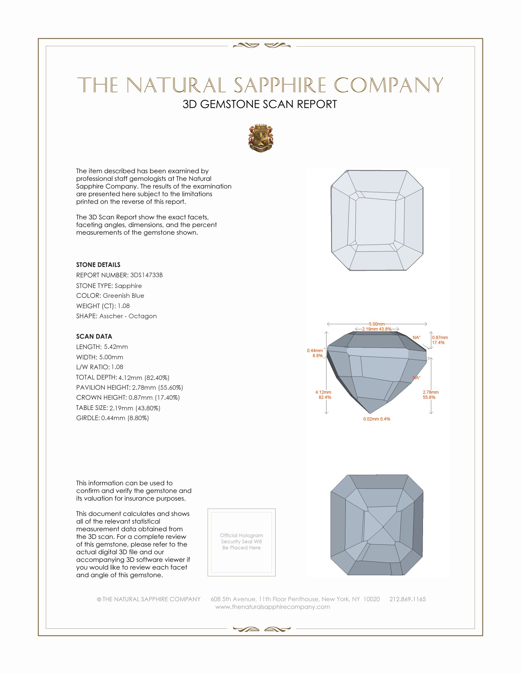 1.08 Ct. Greenish Blue Sapphire from Madagascar