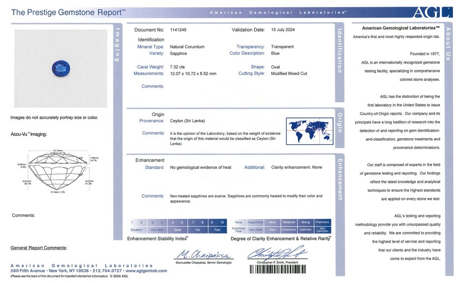 7.32 Ct. Blue Sapphire from Ceylon (Sri Lanka)