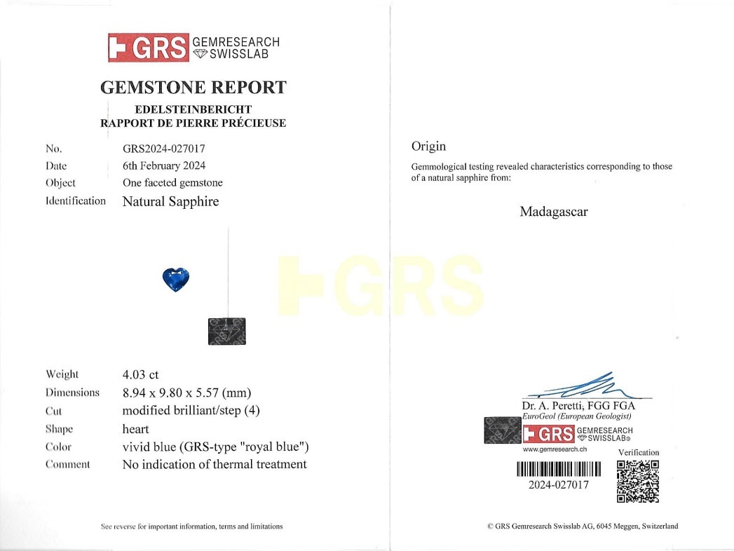 4.03 Ct. Blue Sapphire from Madagascar