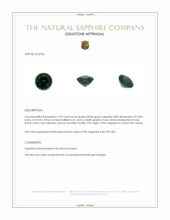 1.29 Ct. Bluish Green Sapphire from Ceylon (Sri Lanka) Appraisal