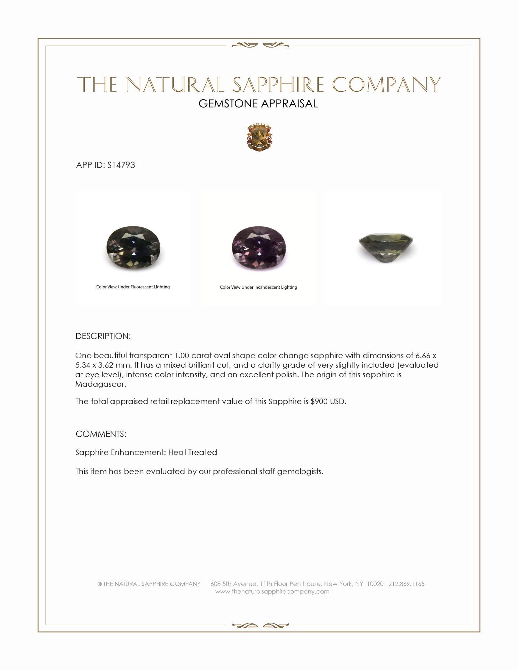 1.00 Ct. Color Change Sapphire from Madagascar