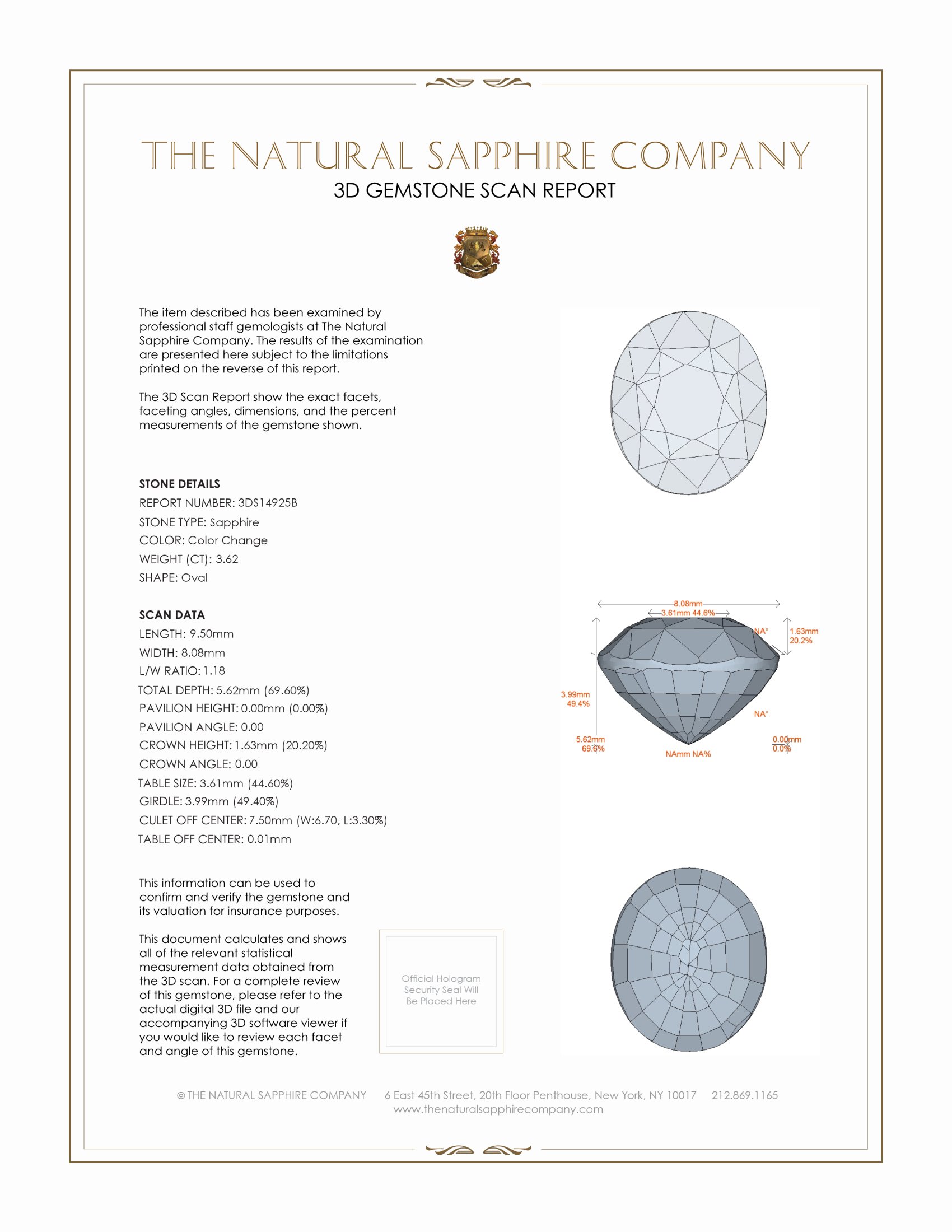 3.62 Ct. Color Change Sapphire from Ceylon (Sri Lanka)