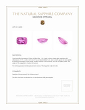1.61 Ct. Pink Sapphire from Ceylon (Sri Lanka) Appraisal