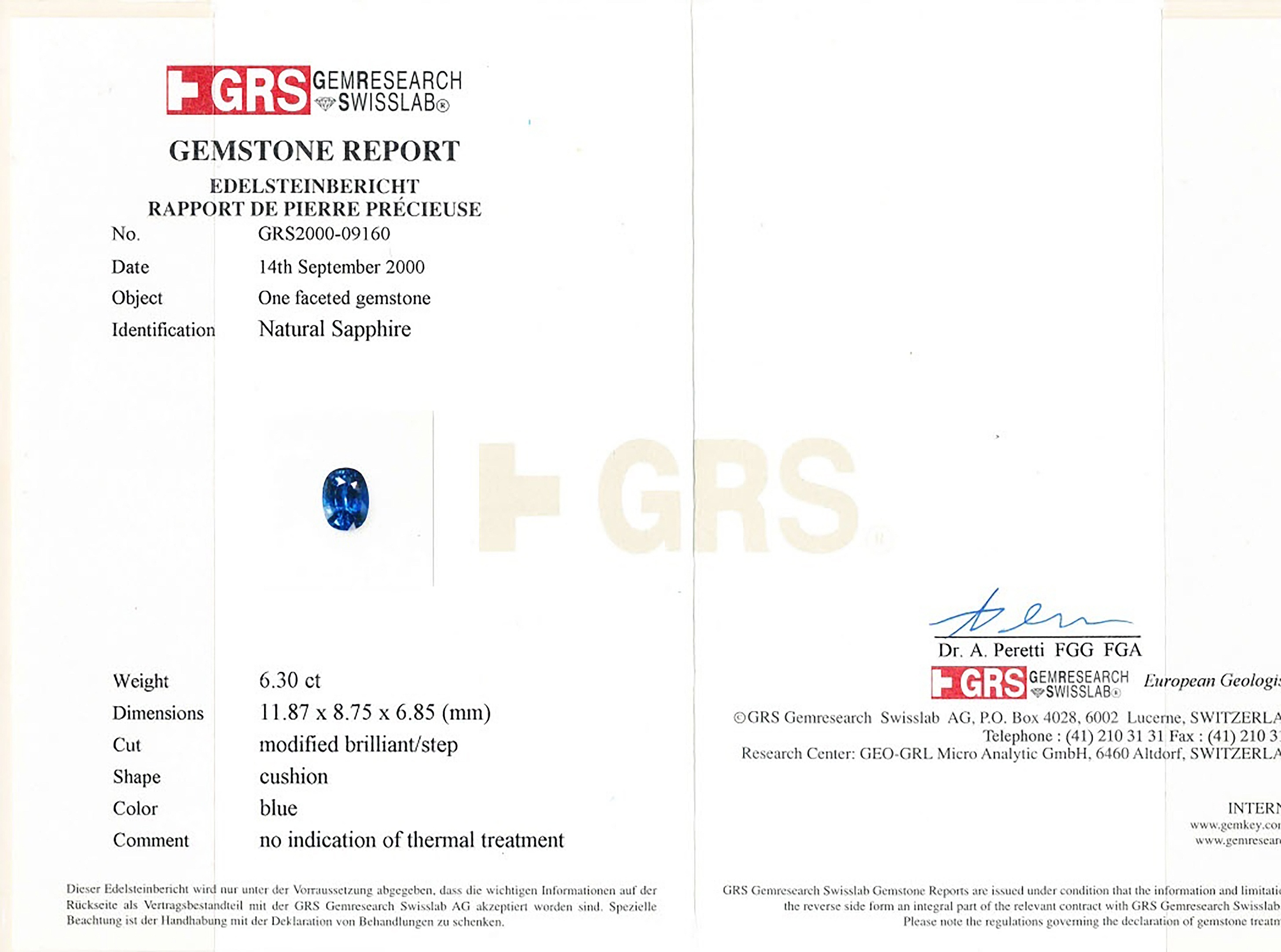 6.25 Ct. Blue Sapphire from Ceylon (Sri Lanka)