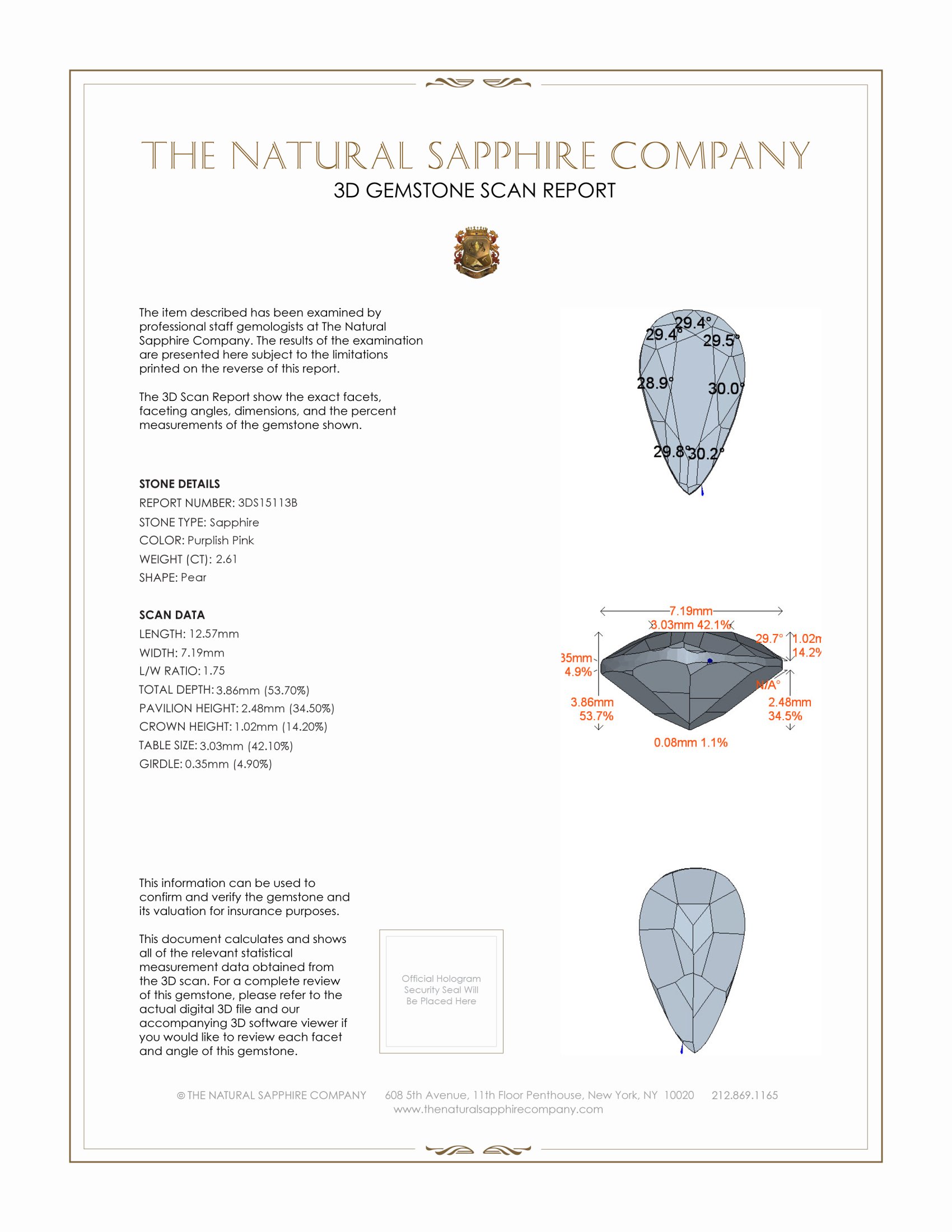 2.61 Ct. Purplish Pink Sapphire from Ceylon (Sri Lanka)