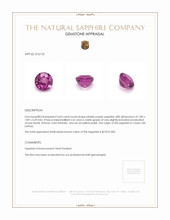 3.04 Ct. Pinkish Purple Sapphire from Ceylon (Sri Lanka) Appraisal