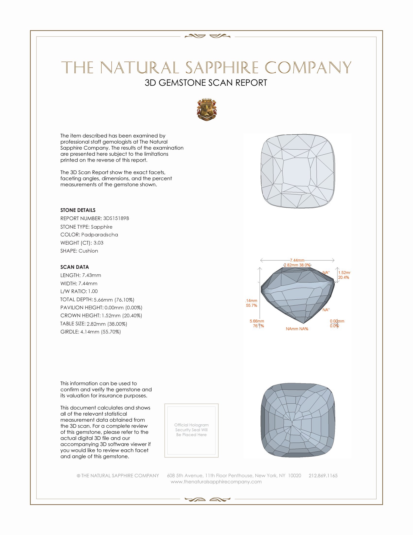 3.03 Ct. Padparadscha Sapphire from Madagascar