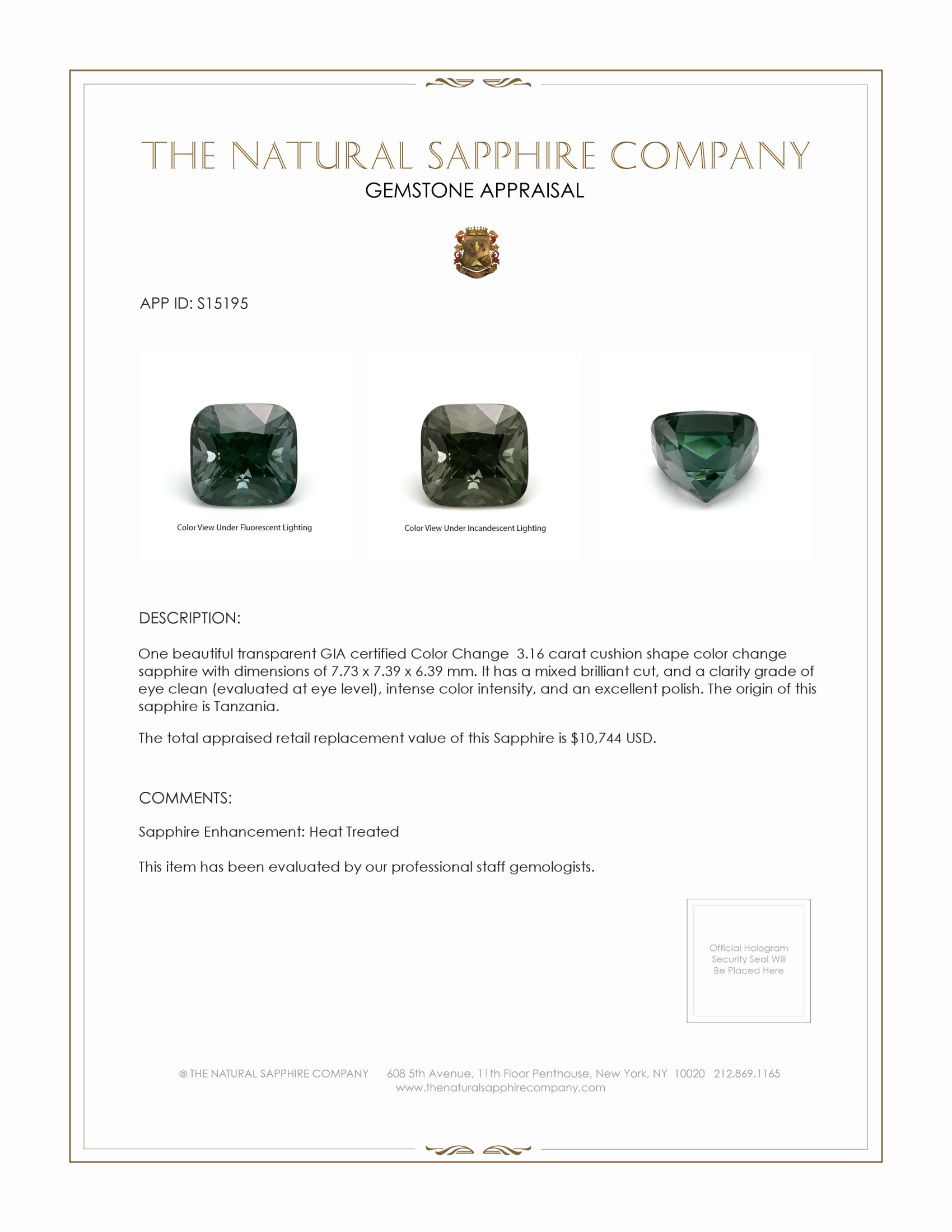 3.16 Ct. Color Change Sapphire from Tanzania